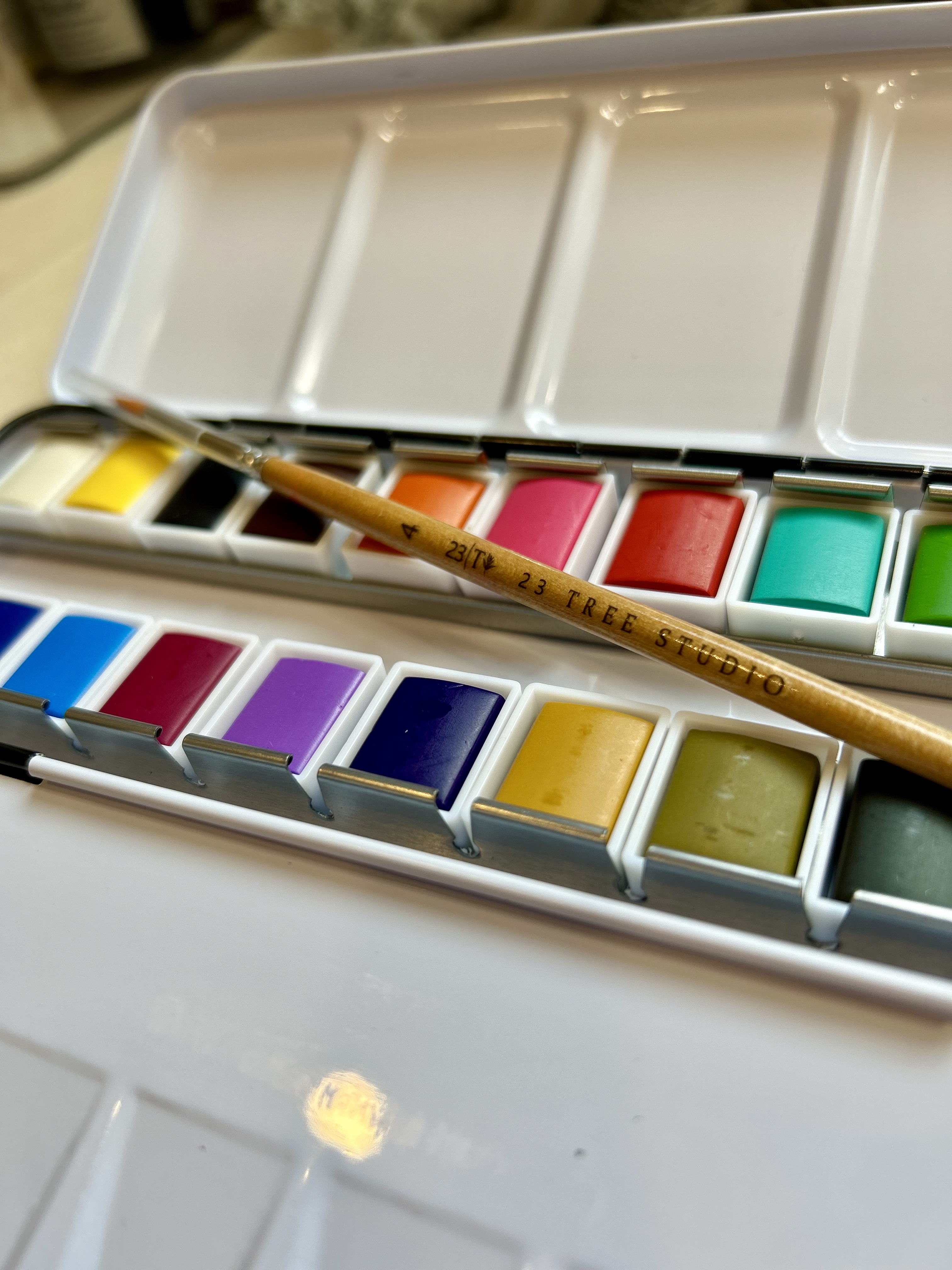 23 Tree Studio watercolor palette with signature branded brush
