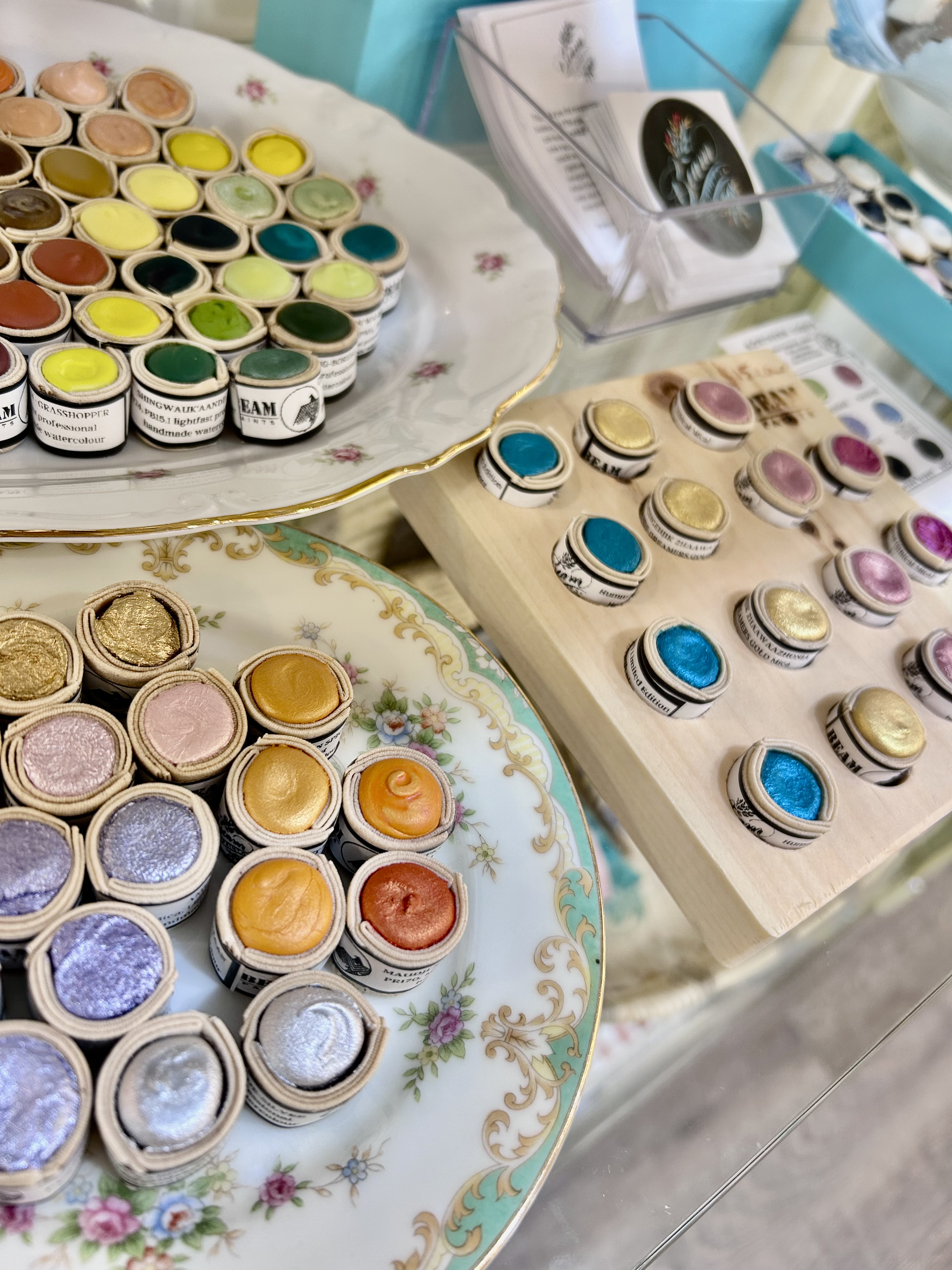 Beam Handmade Watercolors on vintage china