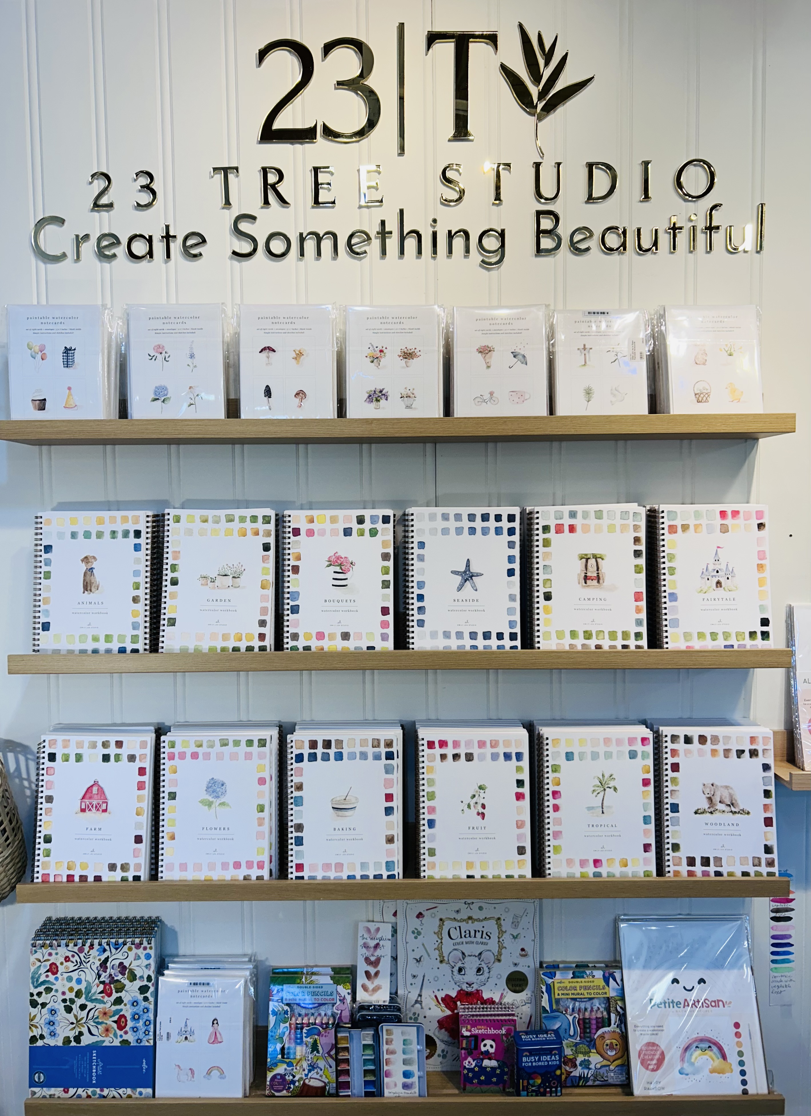 Emily Lex watercolor workbooks and notecards at 23 Tree Studio