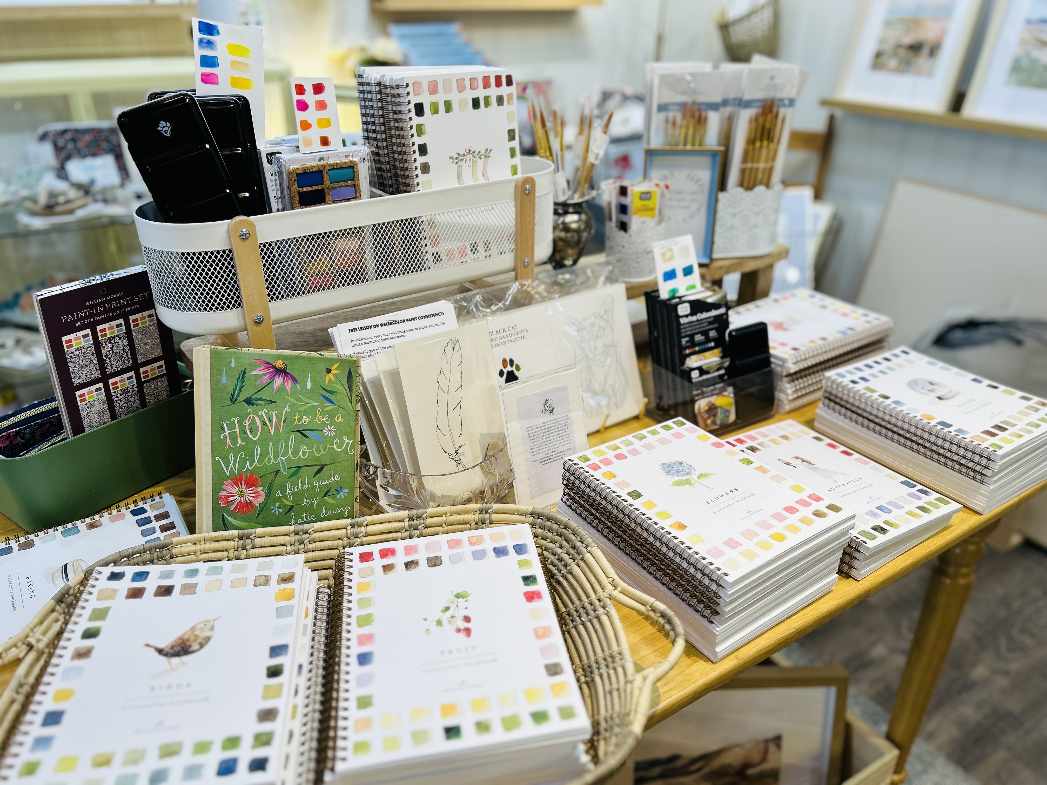 23 Tree Studio watercolor supplies table at The Emporium